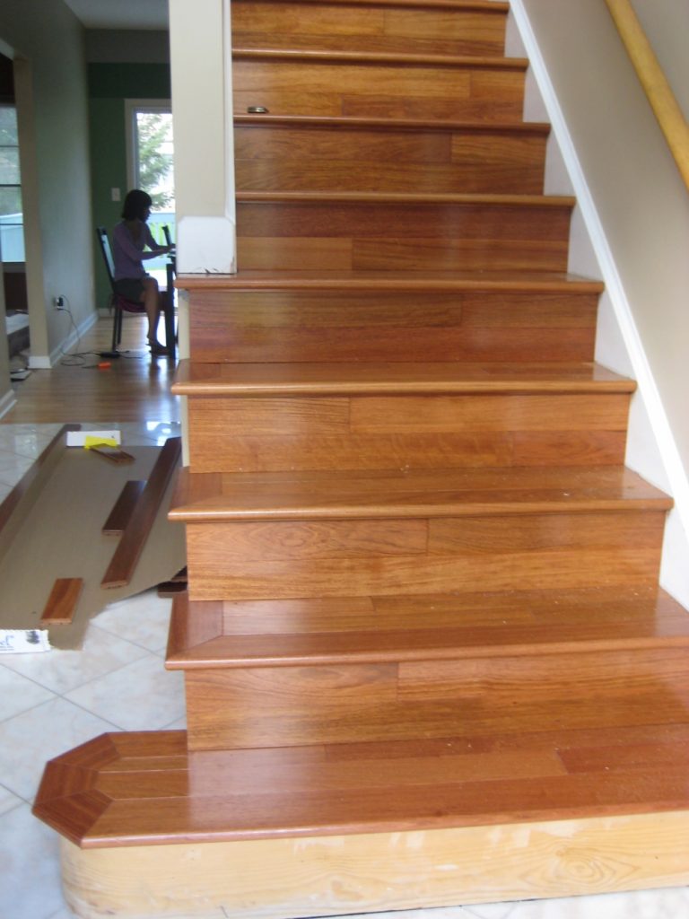 Newly installed wooden stairs